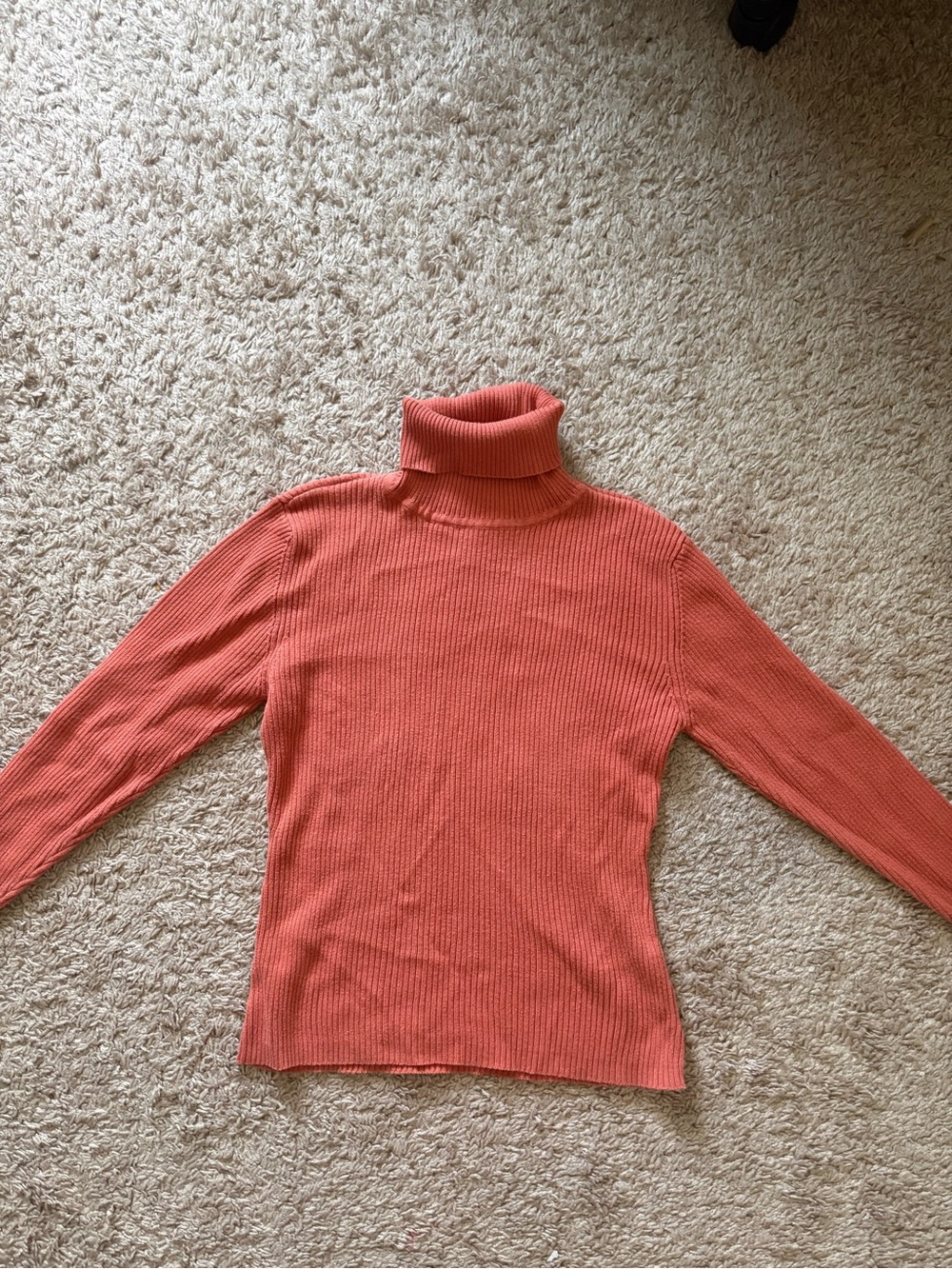 Women's Coral Ribbed Turtleneck Sweater
